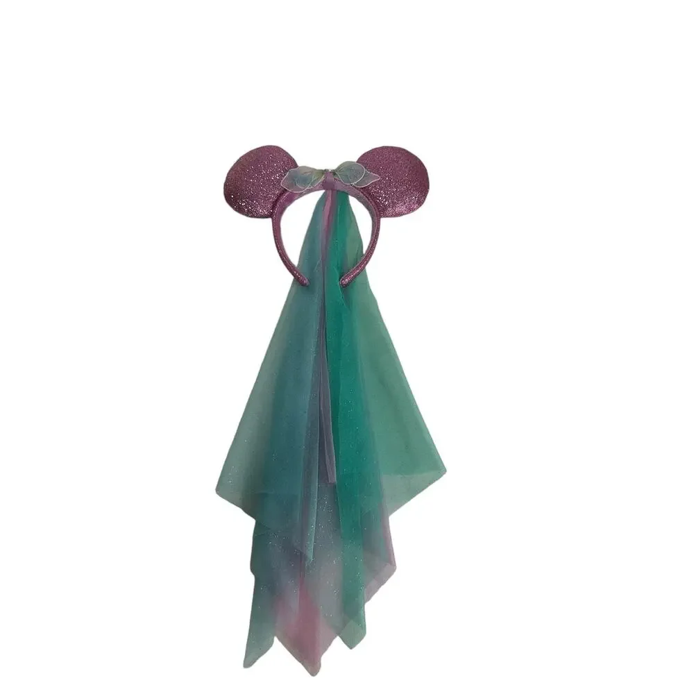Disney Parks Minnie Mouse Butterfly Fairy Wings Ears Headband with Veil